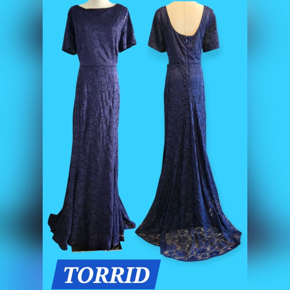 Torrid Formal Navy Blue Lace Dress